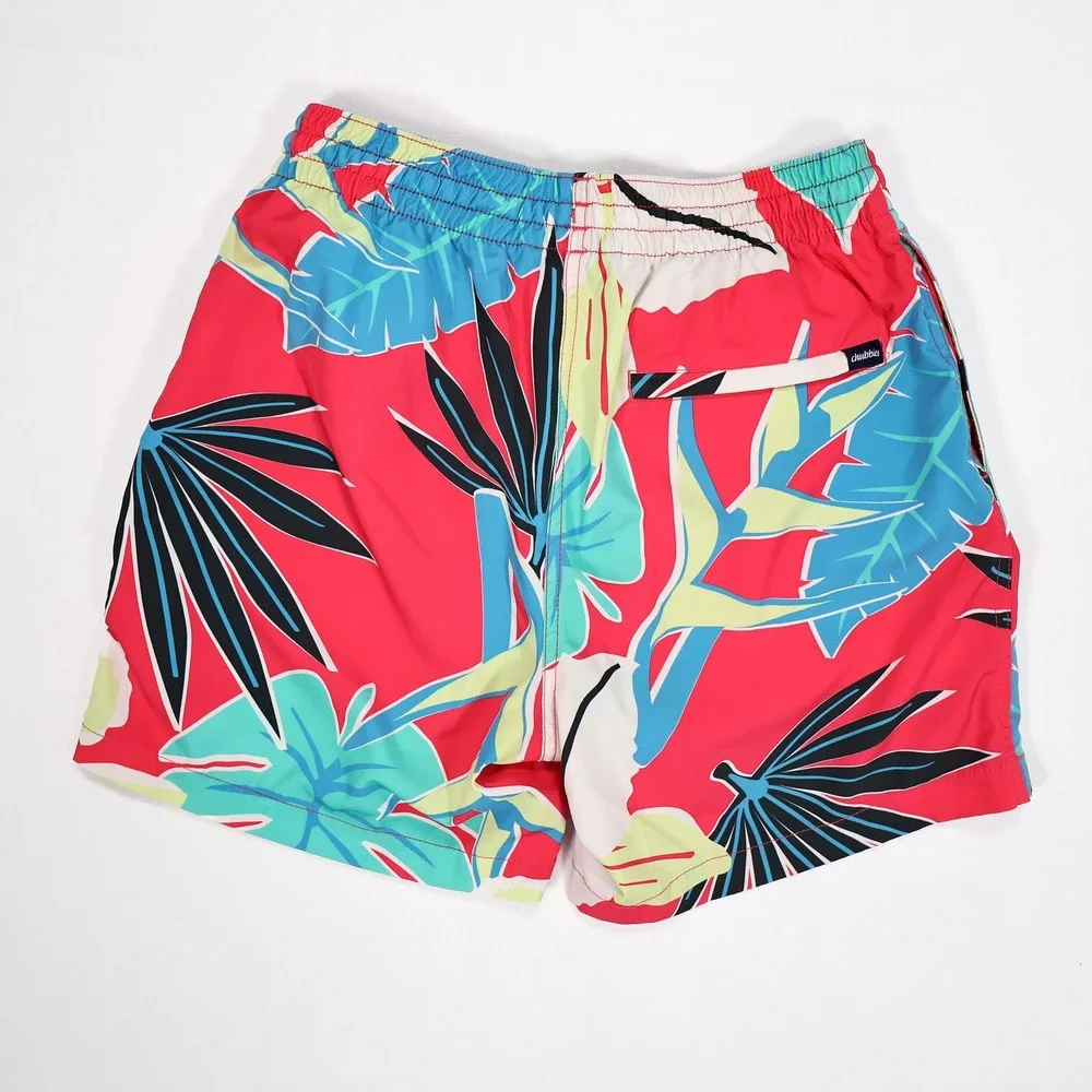 CHUBBIES Men's S Red Tropical Floral Print 5.5